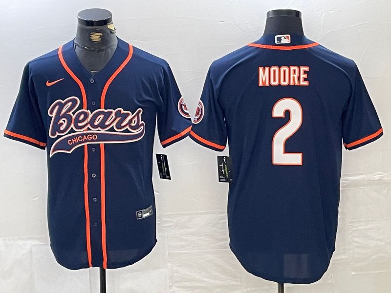 Men Chicago Bears #2 Moore Blue Joint Name 2024 Nike Limited NFL Jersey style 2